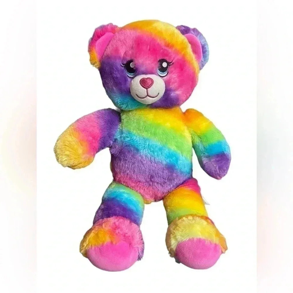 Build-A-Bear 2017 Rainbow Multicolor Tie Dye Stuffed Teddy Bear Plush Toy